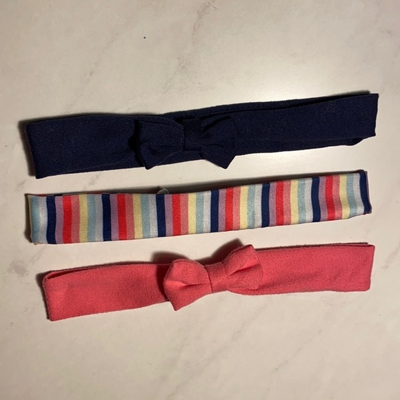 Bundle of 3 soft fabric stretchy elastic headbands for babies toddlers pink blue - Picture 3 of 5